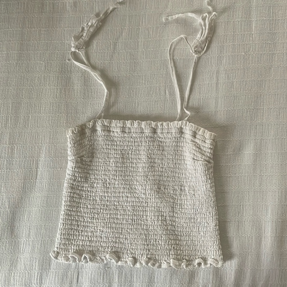 Abercrombie and Fitch smocked white tube top